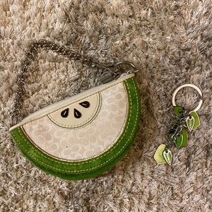 COACH Lime Coin Purse and Apple Keychain